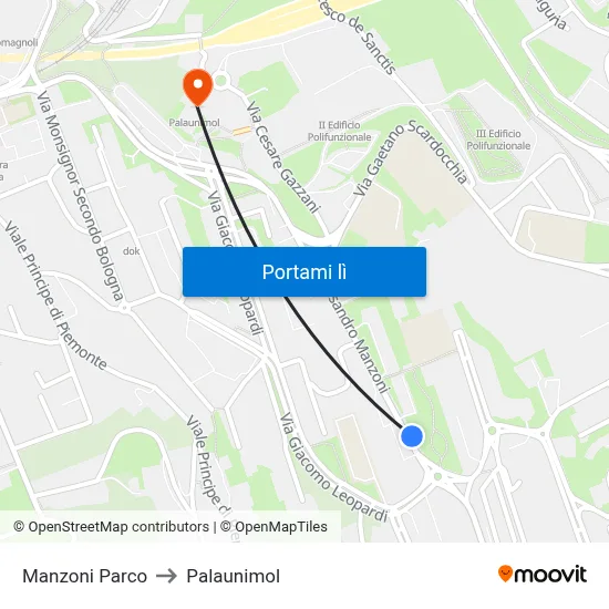 Manzoni Parco to Palaunimol map