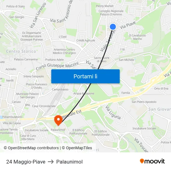 24 Maggio-Piave to Palaunimol map