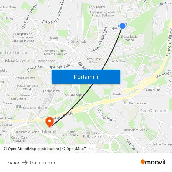 Piave to Palaunimol map