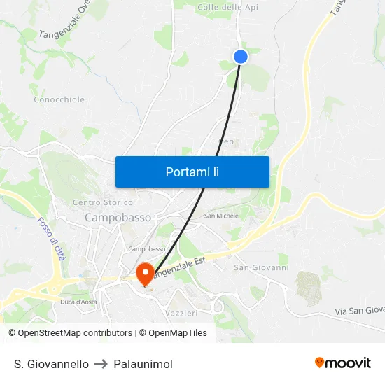 S. Giovannello to Palaunimol map