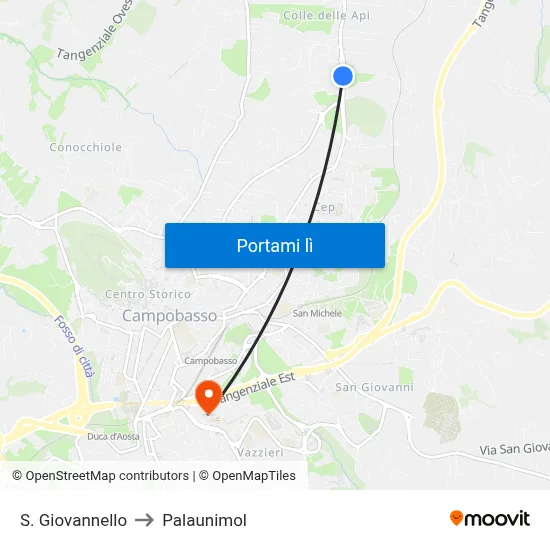 S. Giovannello to Palaunimol map