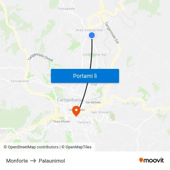 Monforte to Palaunimol map