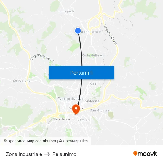 Zona Industriale to Palaunimol map