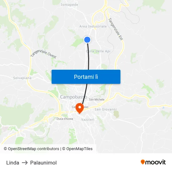 Linda to Palaunimol map