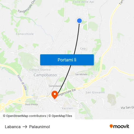 Labanca to Palaunimol map