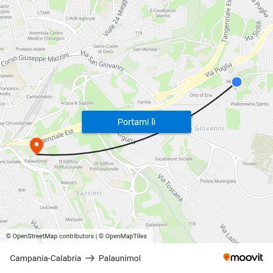 Campania-Calabria to Palaunimol map
