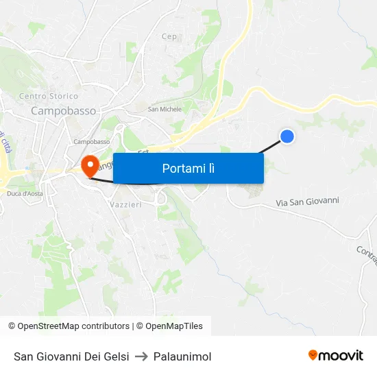 San Giovanni Dei Gelsi to Palaunimol map