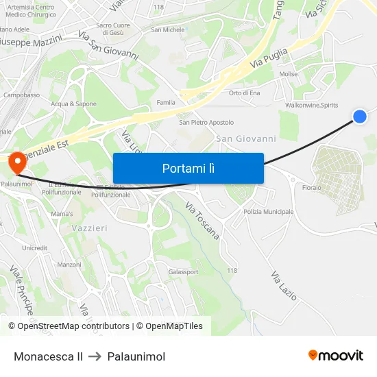 Monacesca II to Palaunimol map