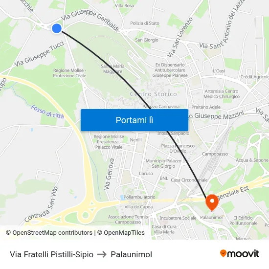 Via Fratelli Pistilli-Sipio to Palaunimol map