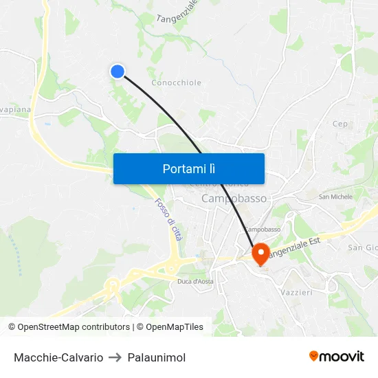 Macchie-Calvario to Palaunimol map