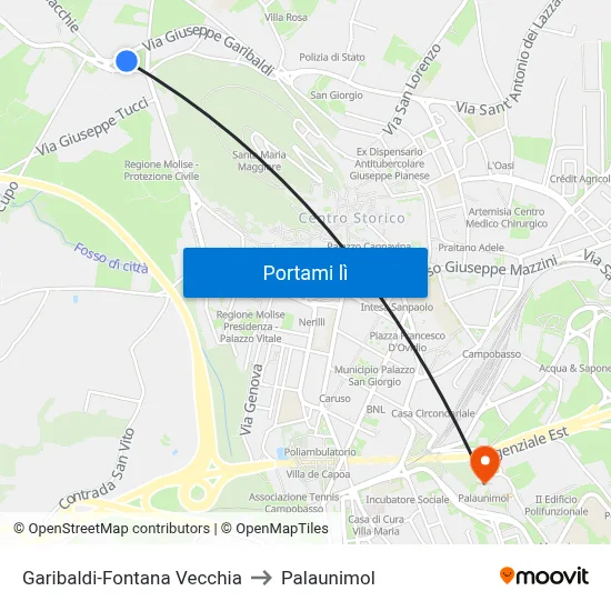 Garibaldi-Fontana Vecchia to Palaunimol map