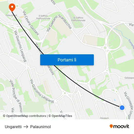 Ungaretti to Palaunimol map