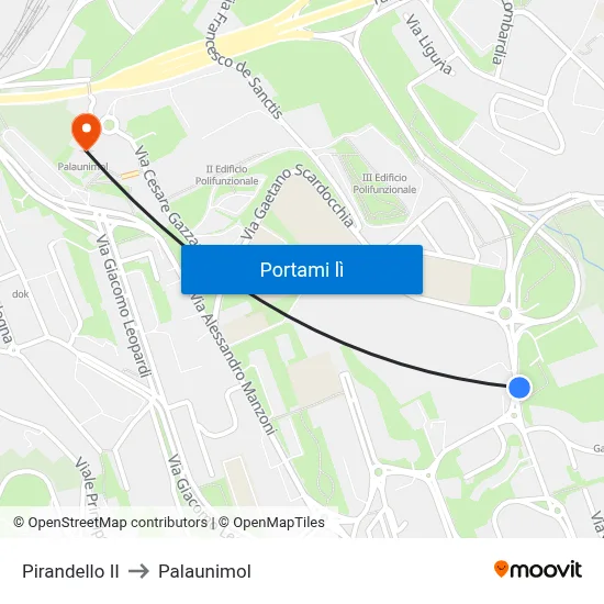 Pirandello II to Palaunimol map