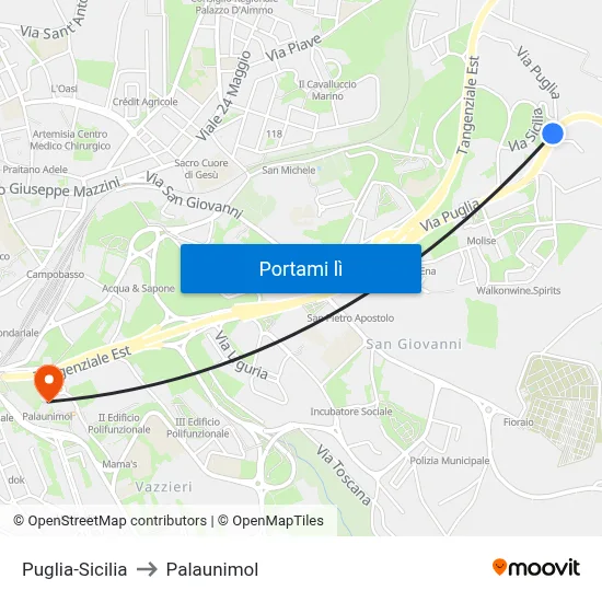 Puglia-Sicilia to Palaunimol map