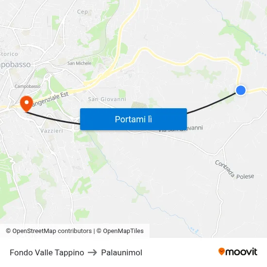 Fondo Valle Tappino to Palaunimol map