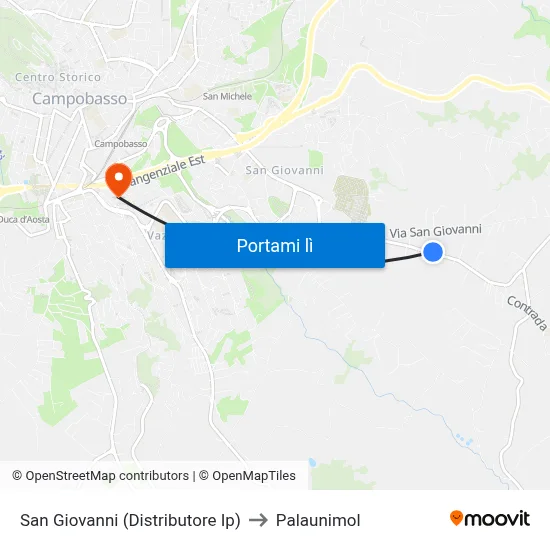 San Giovanni (Distributore Ip) to Palaunimol map