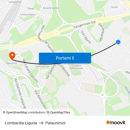 Lombardia-Liguria to Palaunimol map