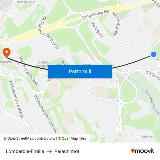 Lombardia-Emilia to Palaunimol map
