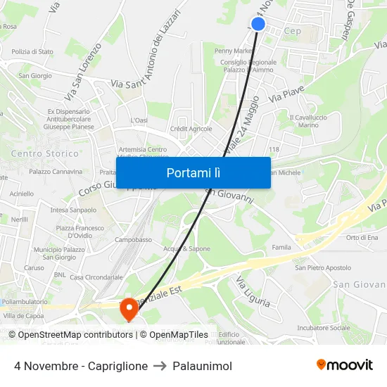 4 Novembre - Capriglione to Palaunimol map