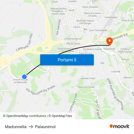 Madonnella to Palaunimol map