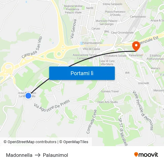 Madonnella to Palaunimol map