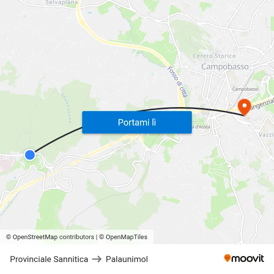 Provinciale Sannitica to Palaunimol map