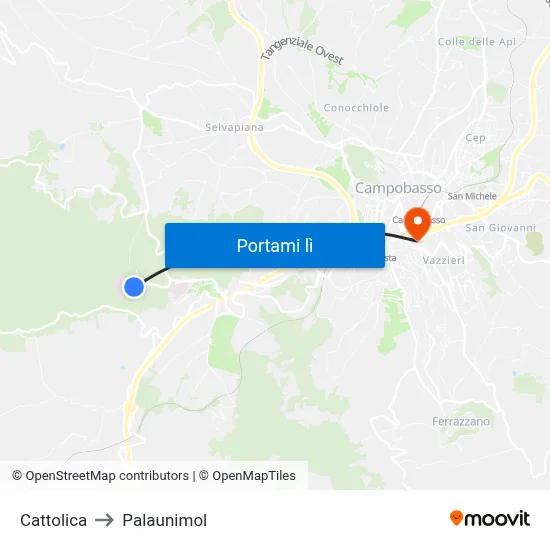 Cattolica to Palaunimol map