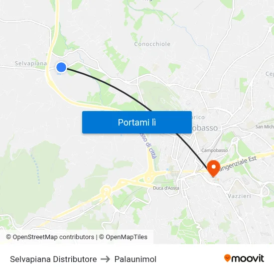 Selvapiana Distributore to Palaunimol map