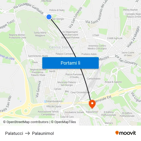 Palatucci to Palaunimol map