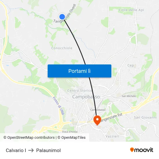 Calvario I to Palaunimol map