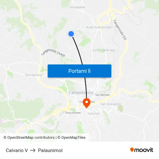 Calvario V to Palaunimol map