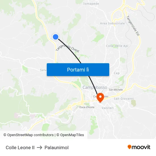 Colle Leone II to Palaunimol map