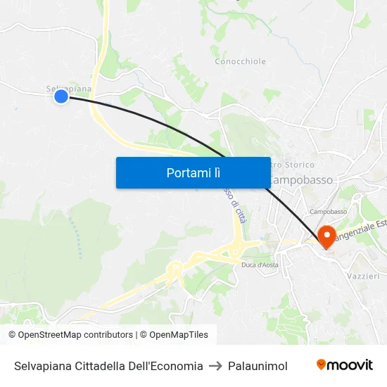 Selvapiana Cittadella Dell'Economia to Palaunimol map