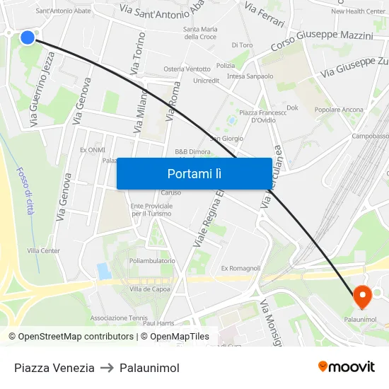 Piazza Venezia to Palaunimol map