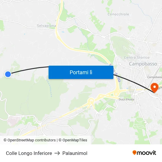 Colle Longo Inferiore to Palaunimol map