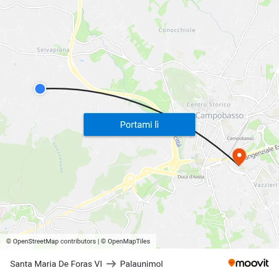 Santa Maria De Foras VI to Palaunimol map