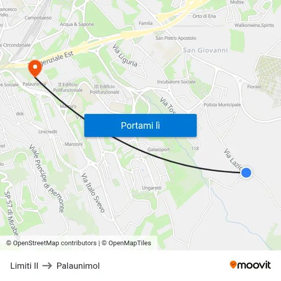 Limiti II to Palaunimol map