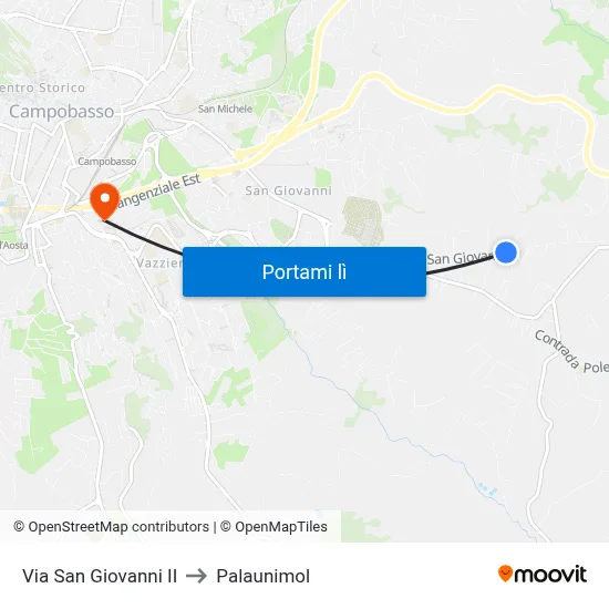Via San Giovanni II to Palaunimol map