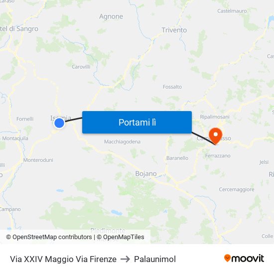Via XXIV Maggio Via Firenze to Palaunimol map