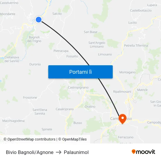 SS 650 Bivio Bagnoli/Agnone to Palaunimol map