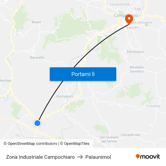 Zona Industriale Campochiaro to Palaunimol map