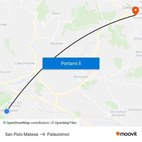 San Polo Matese to Palaunimol map