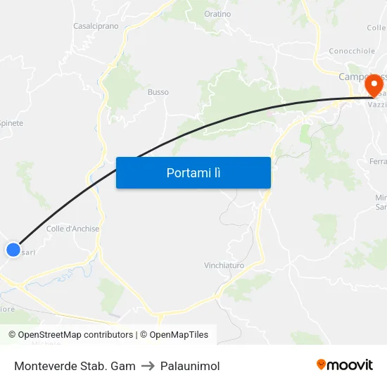 Monteverde Stab. Gam to Palaunimol map