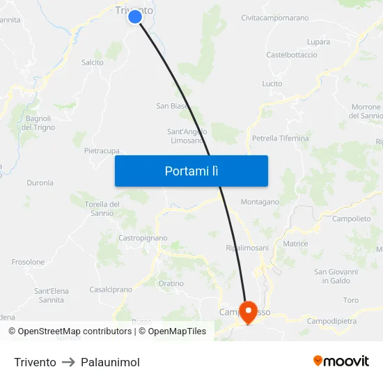 Trivento to Palaunimol map