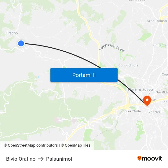 Bivio Oratino to Palaunimol map