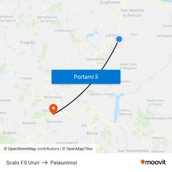 Scalo FS Ururi to Palaunimol map