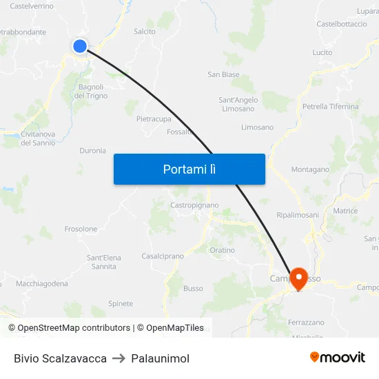 Bivio Scalzavacca to Palaunimol map