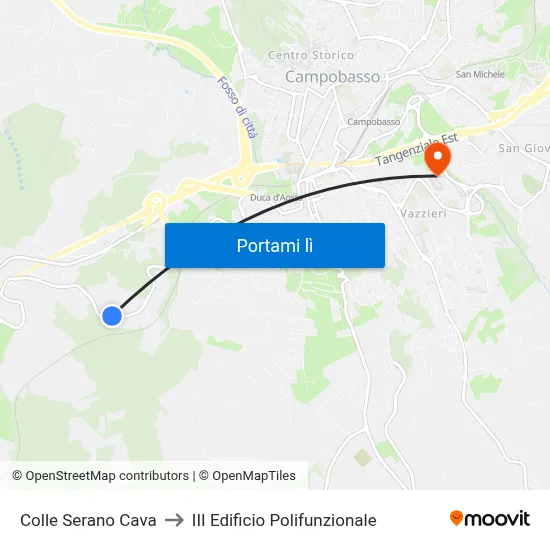 Colle Serano Cava to III Edificio Polifunzionale map