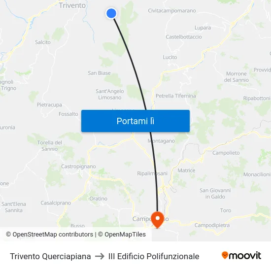 Trivento Querciapiana to III Edificio Polifunzionale map