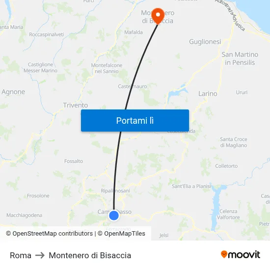 Roma to Montenero di Bisaccia map